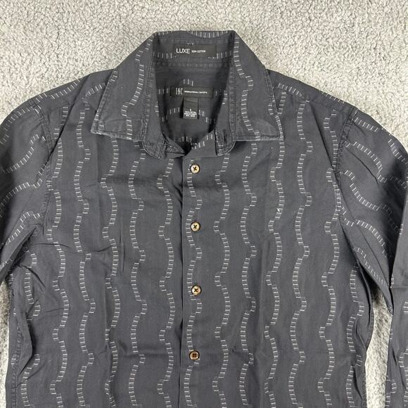 INC International Concepts Men's Small Black White Long Sleeve Button Up Shirt - Picture 2 of 11